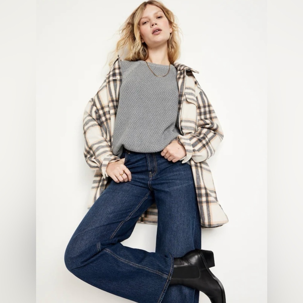 Old Navy Heather Gray Textured Pullover Tunic Sweater